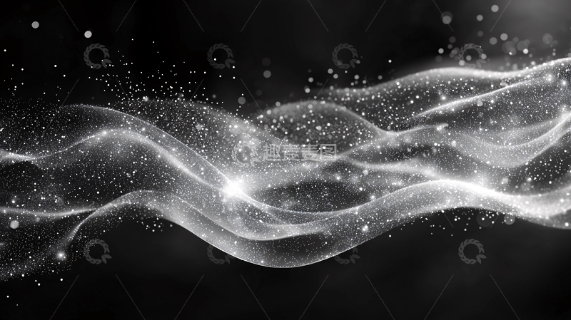 高清大图下载【趣麦麦图】飘逸粒子波浪背景素材
