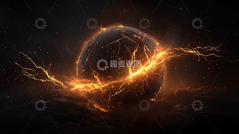 高清大图下载【趣麦麦图】熔岩星球爆炸效果