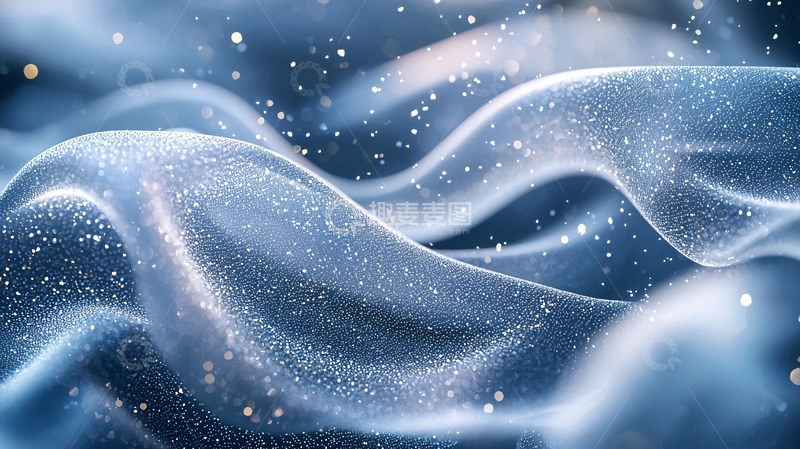 飘逸雪花蓝波纹背景