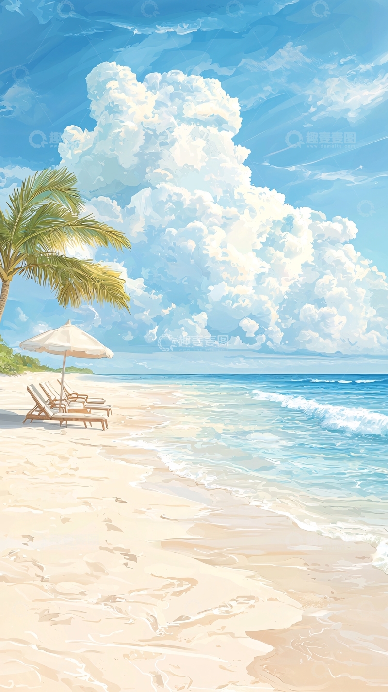 高清大图下载【趣麦麦图】海滩上的悠闲时光