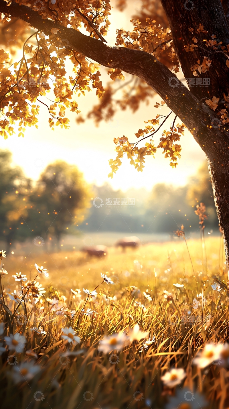 高清大图下载【趣麦麦图】秋日阳光下的田野风景