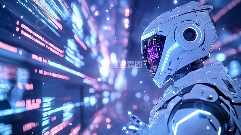 高清大图下载【趣麦麦图】未来机器人在霓虹城市中