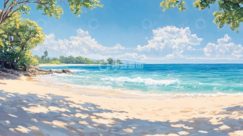 高清大图下载【趣麦麦图】热带海滩风景画