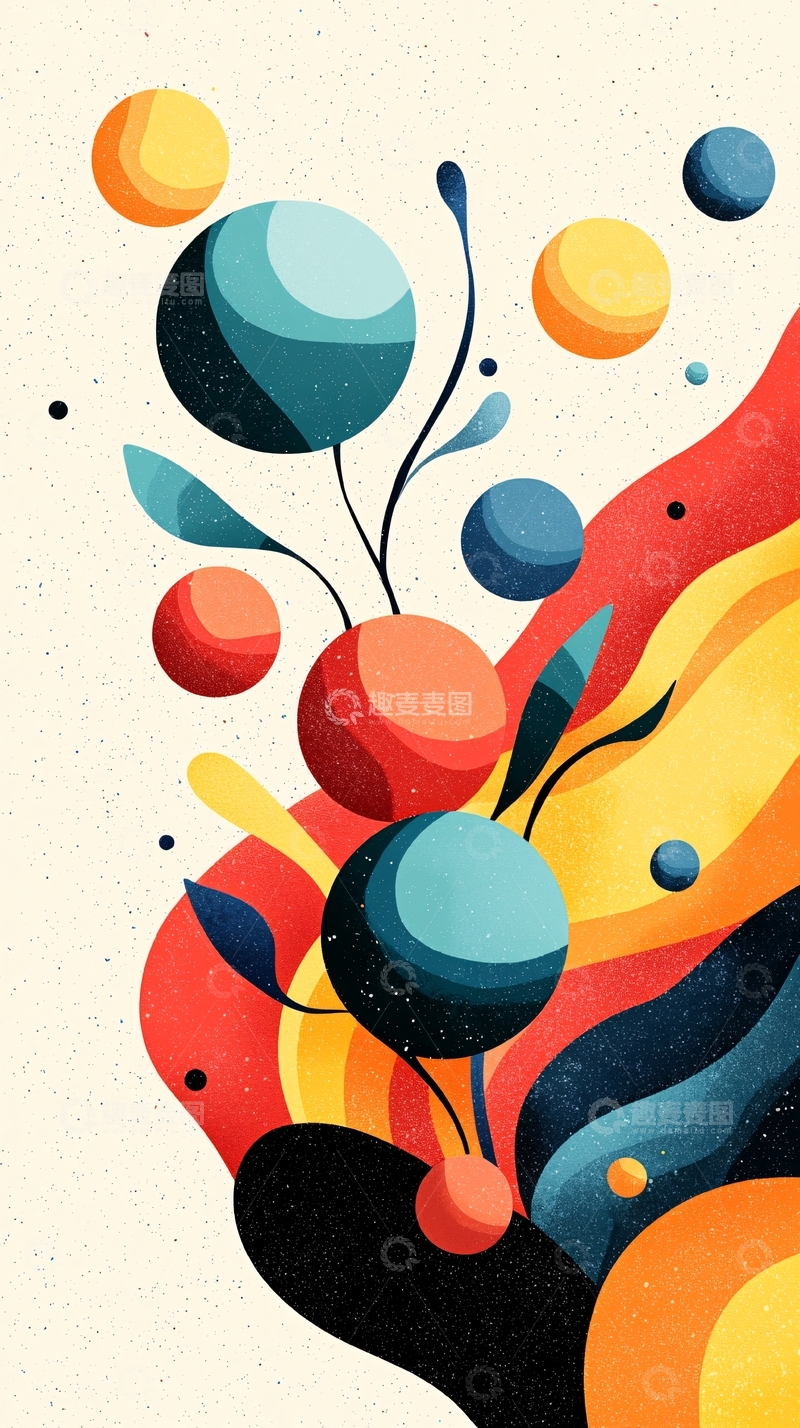 高清大图下载【趣麦麦图】抽象色彩流动艺术插画