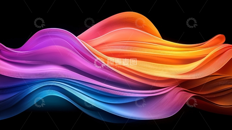 高清大图下载【趣麦麦图】色彩渐变流动线条背景