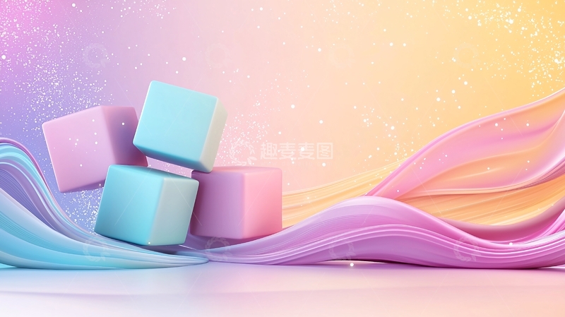 高清大图下载【趣麦麦图】梦幻色彩几何方块背景