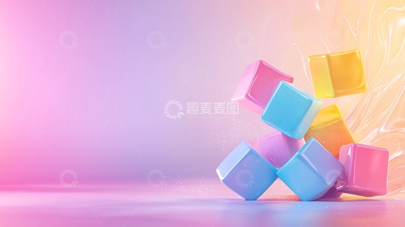 高清大图下载【趣麦麦图】彩色积木堆叠背景