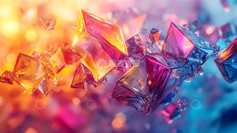 高清大图下载【趣麦麦图】梦幻晶体粒子背景