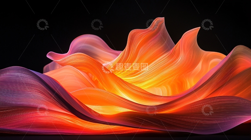 高清大图下载【趣麦麦图】抽象色彩流动线条背景