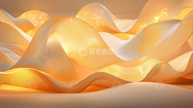 高清大图下载【趣麦麦图】金色波浪抽象艺术背景