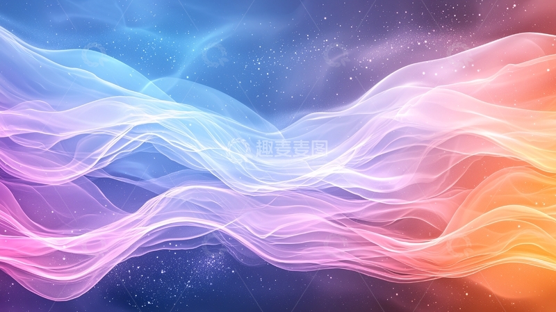 高清大图下载【趣麦麦图】梦幻色彩波浪抽象背景