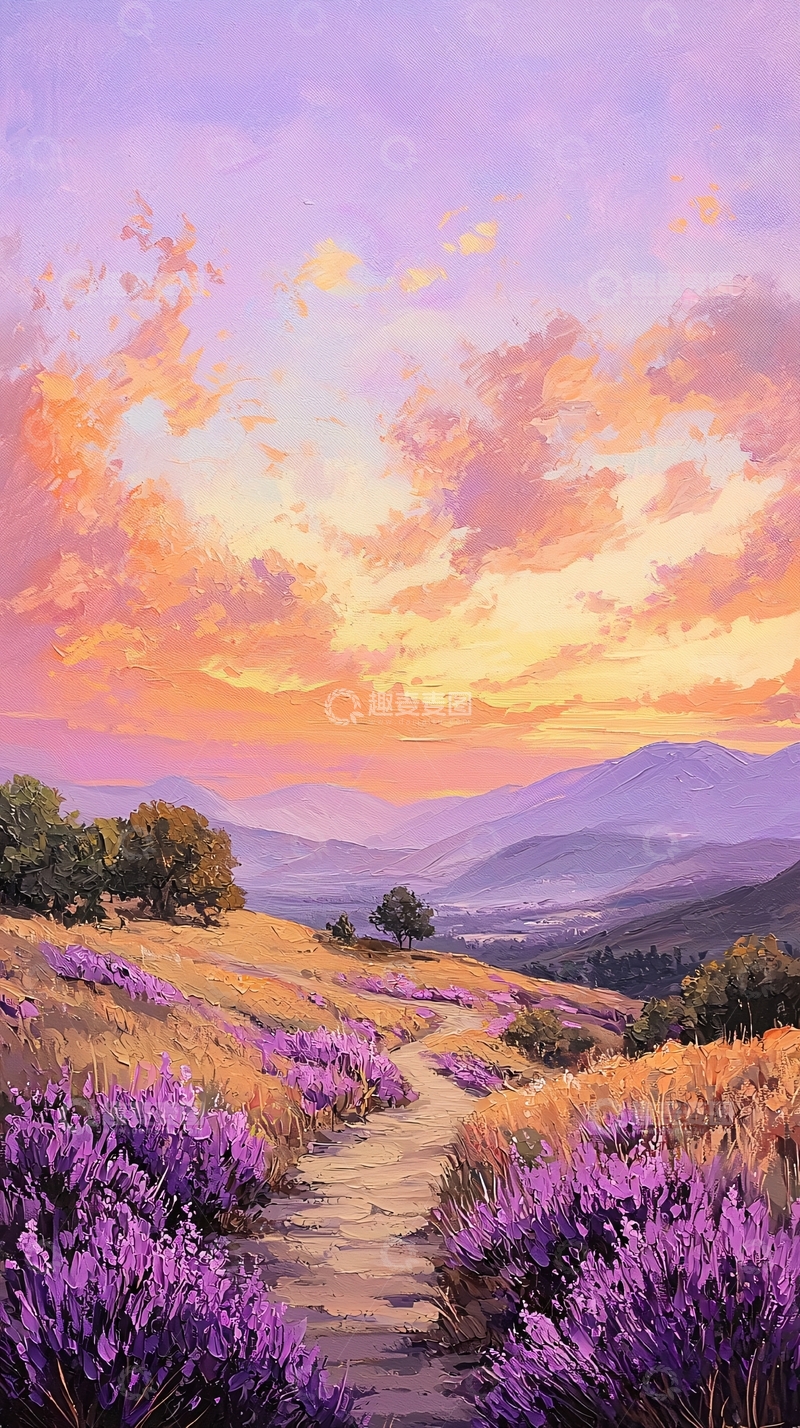 高清大图下载【趣麦麦图】薰衣草田野上的小径