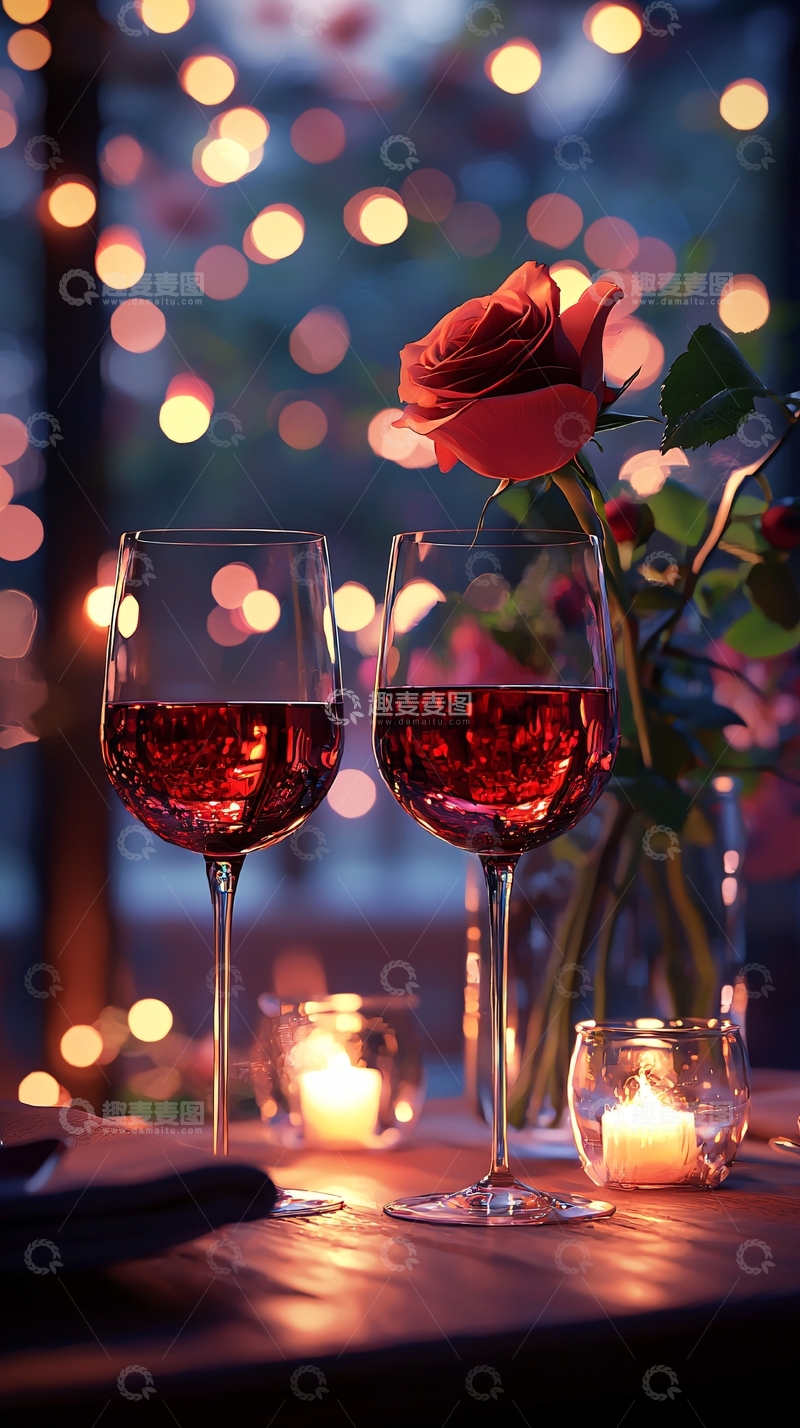 高清大图下载【趣麦麦图】浪漫烛光晚餐场景