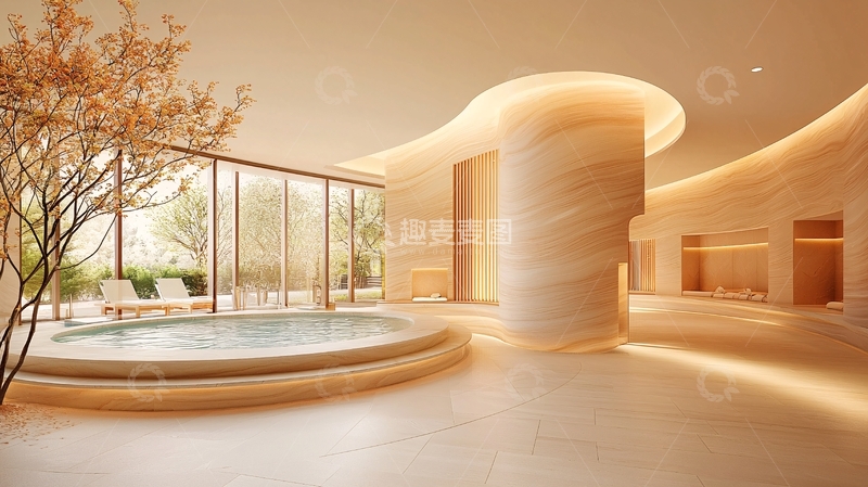高清大图下载【趣麦麦图】现代室内温泉设计
