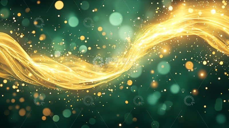 高清大图下载【趣麦麦图】金色光带飘动背景素材