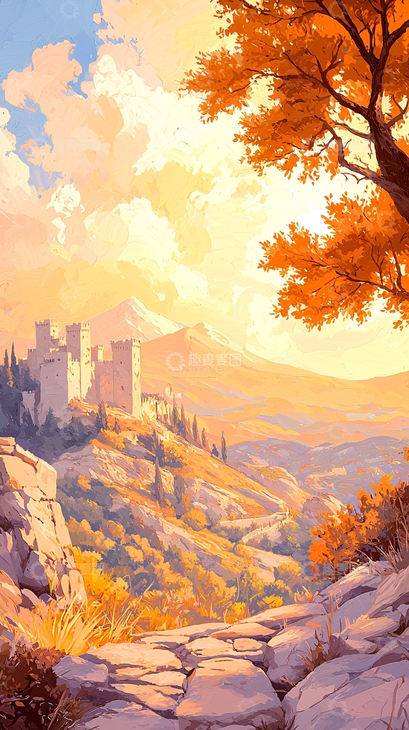 高清大图下载【趣麦麦图】秋日城堡山景