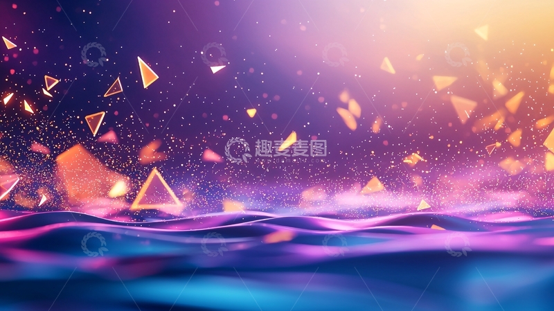 高清大图下载【趣麦麦图】梦幻海洋三角形粒子背景