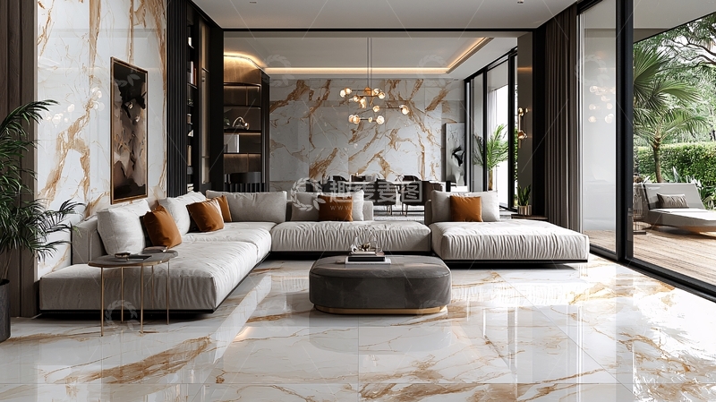 高清大图下载【趣麦麦图】现代大理石客厅设计