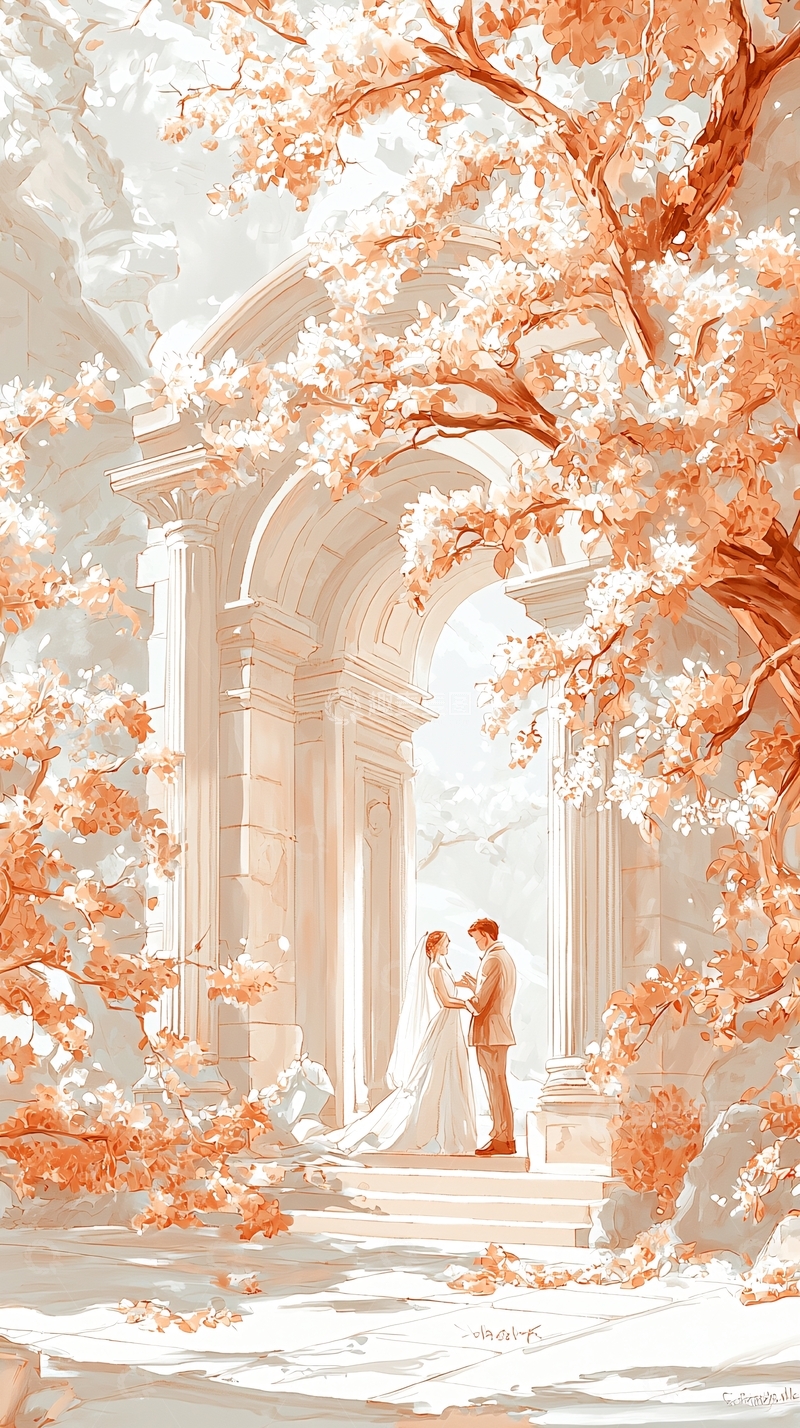 高清大图下载【趣麦麦图】秋日婚礼殿堂下的浪漫时刻