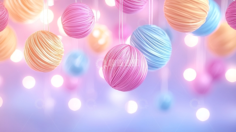 高清大图下载【趣麦麦图】彩色灯球装饰背景
