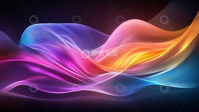 高清大图下载【趣麦麦图】色彩流动抽象线条背景