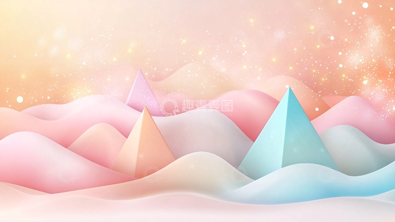高清大图下载【趣麦麦图】梦幻山峰与几何三角形