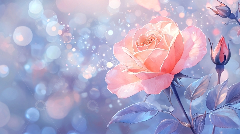 高清大图下载【趣麦麦图】梦幻玫瑰花束背景图