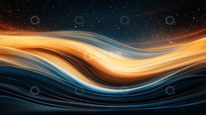高清大图下载【趣麦麦图】流光溢彩的夜空波浪