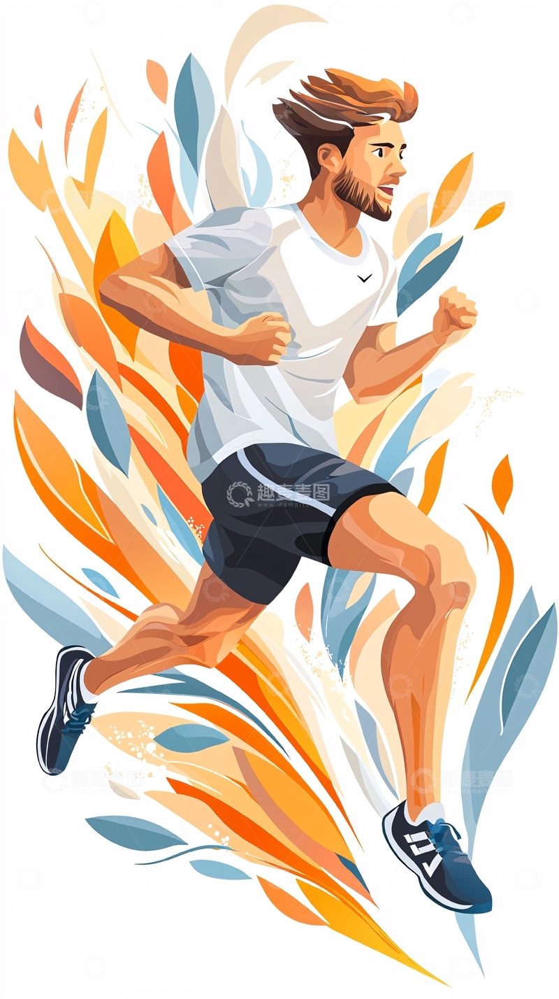 高清大图下载【趣麦麦图】奔跑的男子插画素材