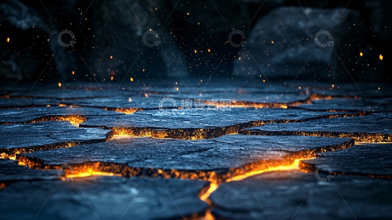 高清大图下载【趣麦麦图】熔岩裂缝的地表场景