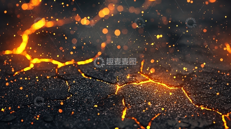 高清大图下载【趣麦麦图】熔岩流淌的火山场景