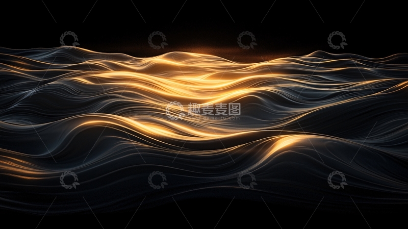 高清大图下载【趣麦麦图】金色波浪抽象艺术背景