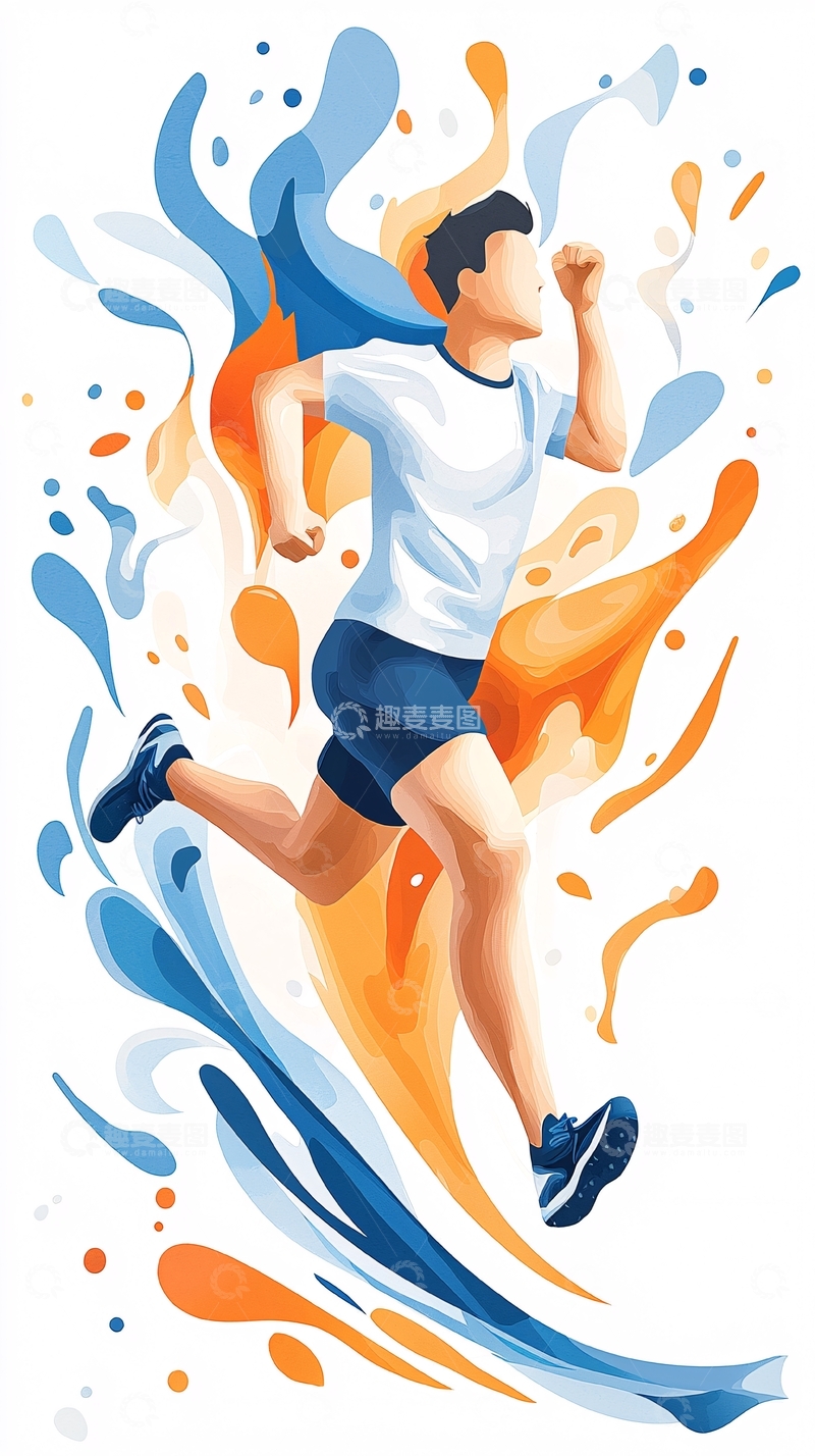 高清大图下载【趣麦麦图】动感跑步运动插画素材
