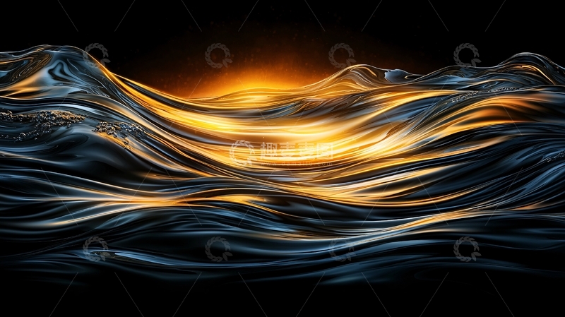 高清大图下载【趣麦麦图】金色波浪抽象艺术背景