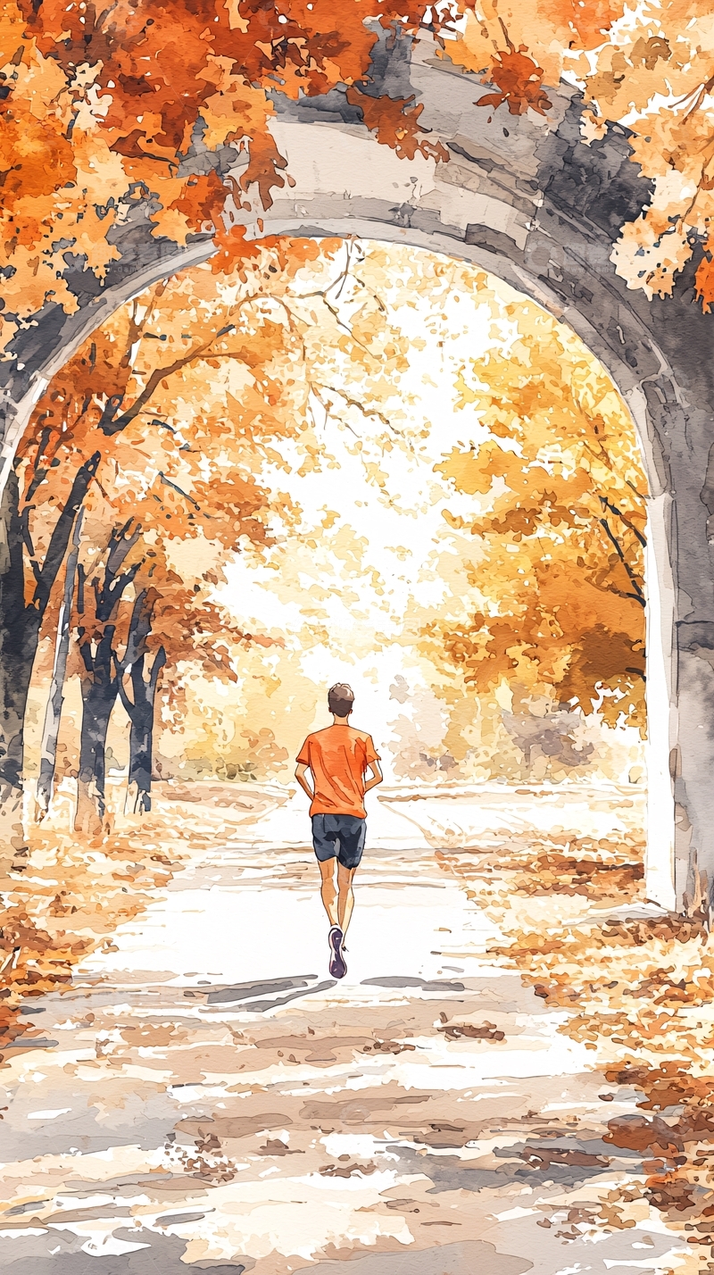 高清大图下载【趣麦麦图】秋日公园跑步风景