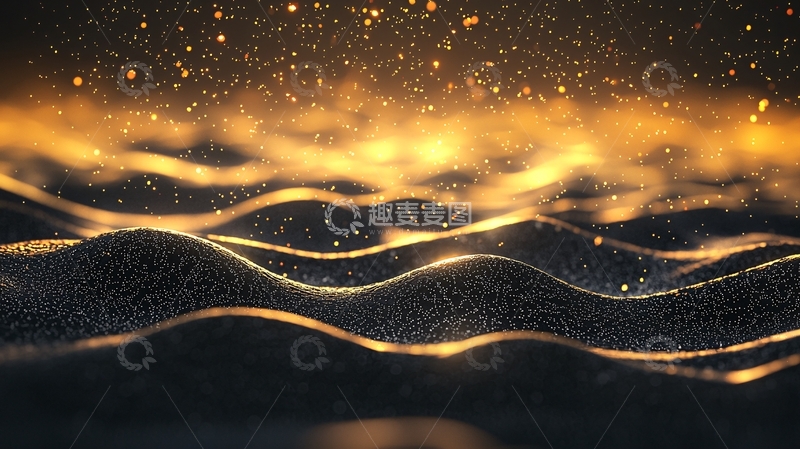 高清大图下载【趣麦麦图】金色波浪与光点背景