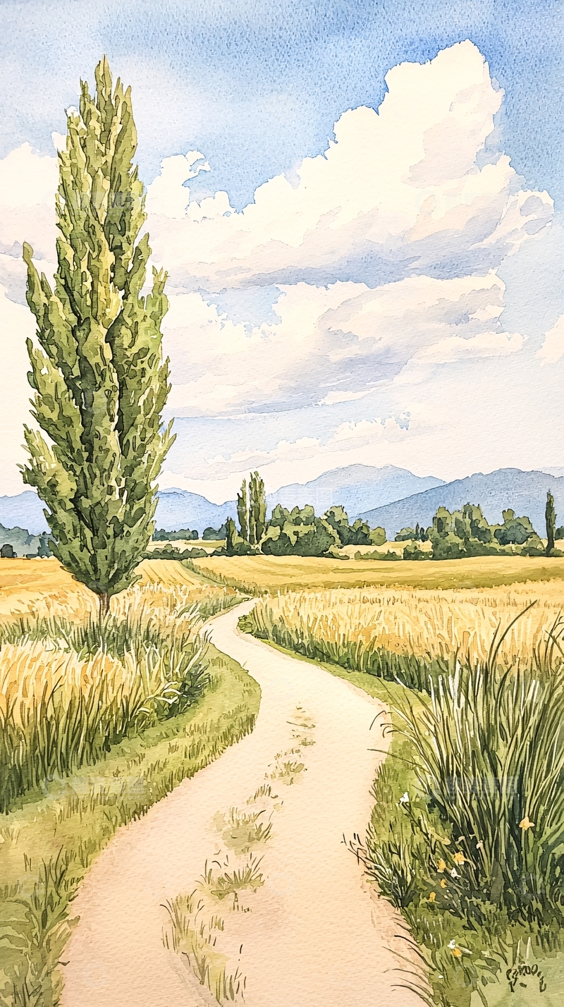 高清大图下载【趣麦麦图】乡村小路与田野风景