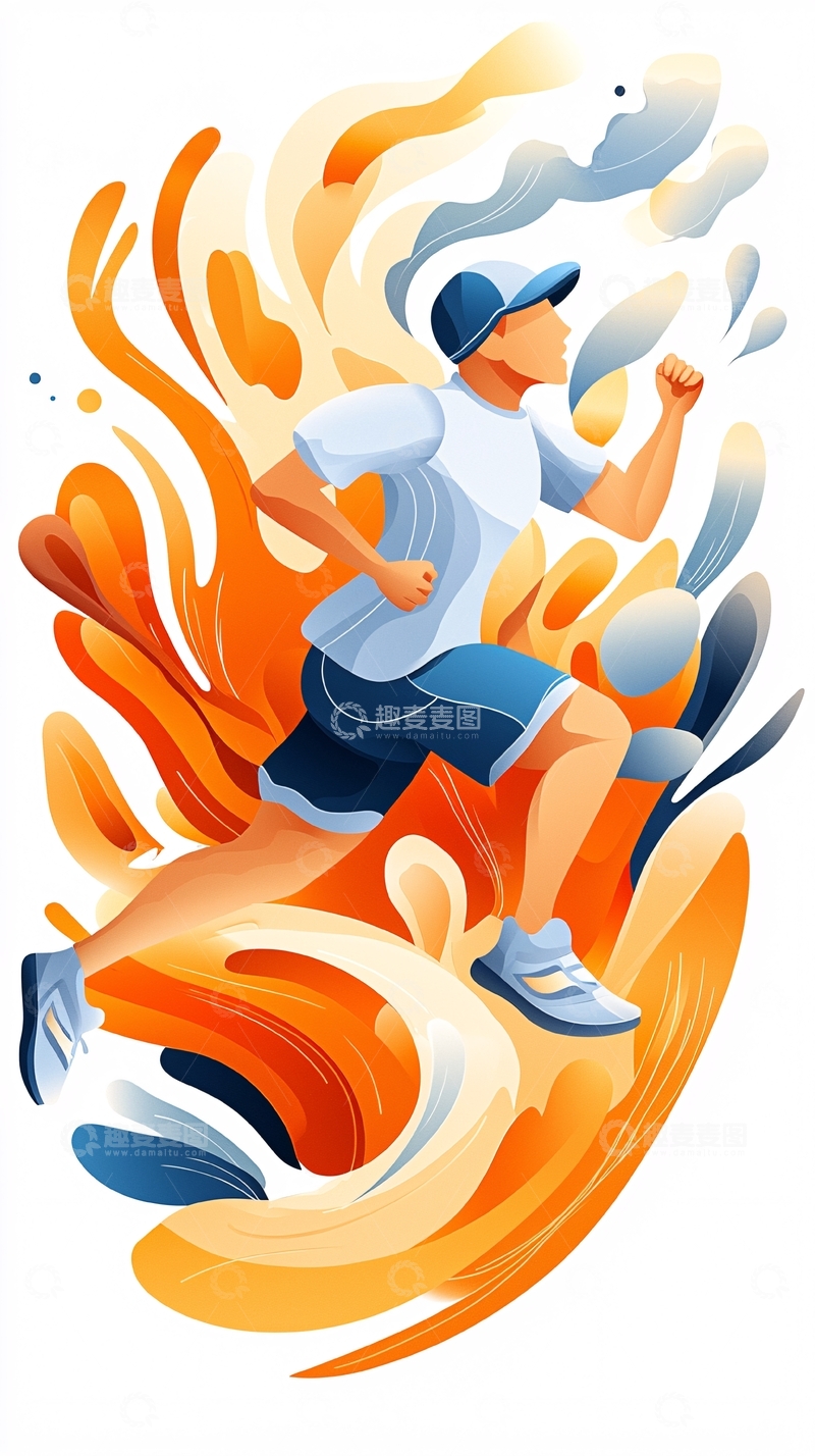 高清大图下载【趣麦麦图】奔跑的活力运动插画