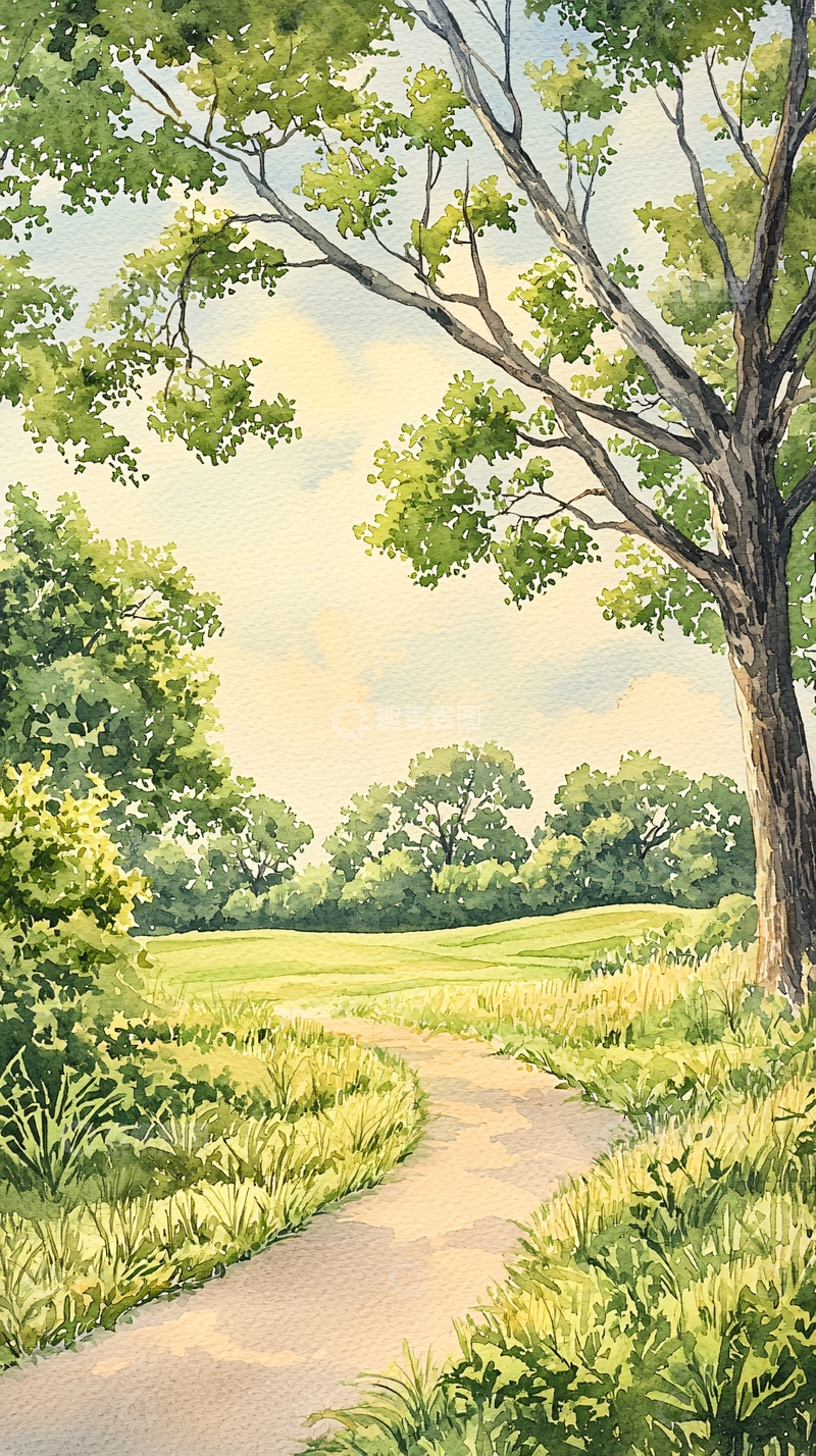 高清大图下载【趣麦麦图】夏日乡村小路风景画