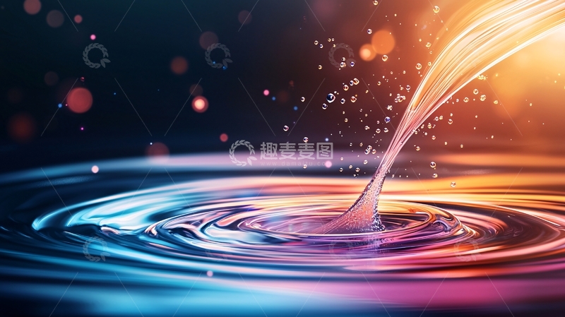 高清大图下载【趣麦麦图】水滴激起的彩虹涟漪