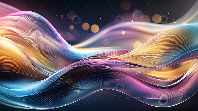 高清大图下载【趣麦麦图】色彩流动的抽象线条背景