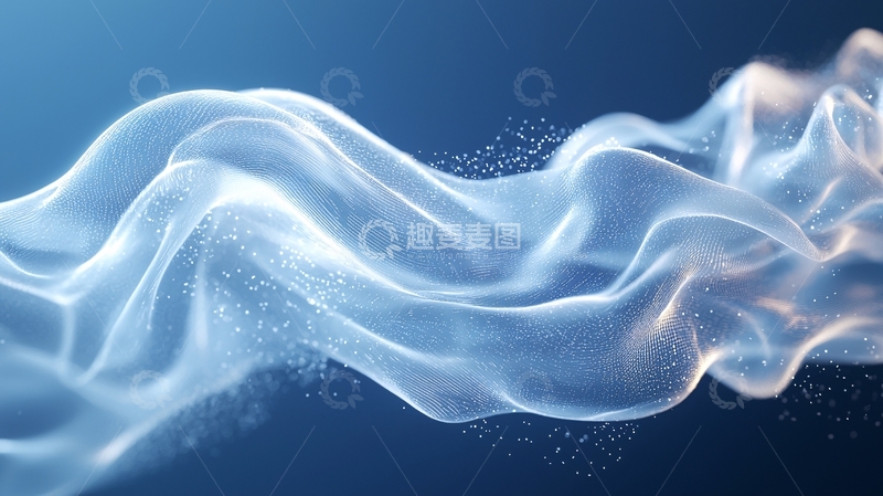 高清大图下载【趣麦麦图】蓝色粒子流动抽象背景