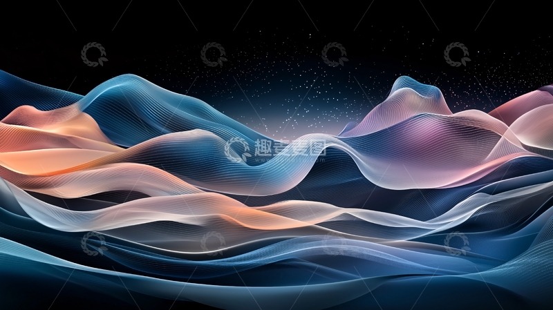 高清大图下载【趣麦麦图】梦幻波浪星空背景