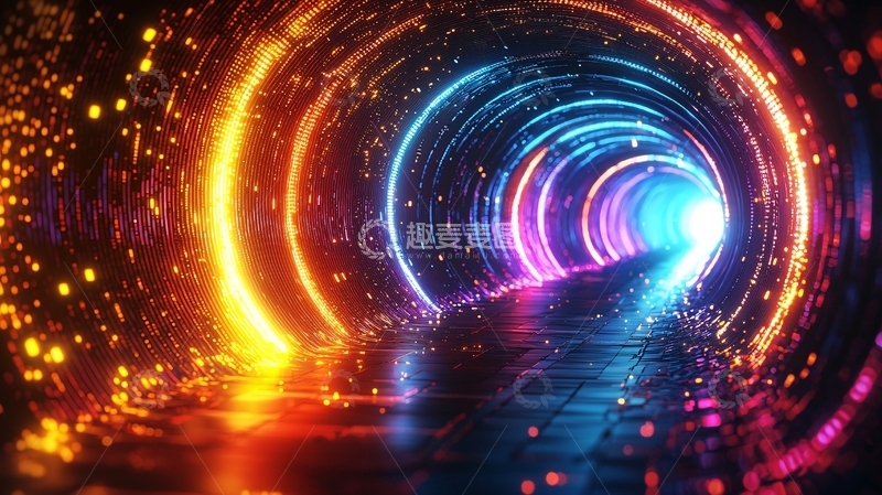 高清大图下载【趣麦麦图】未来科技隧道光影效果