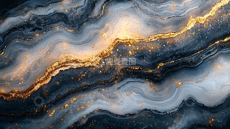 高清大图下载【趣麦麦图】金色流光大理石纹理背景
