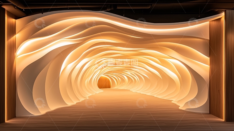 高清大图下载【趣麦麦图】波浪形光影隧道