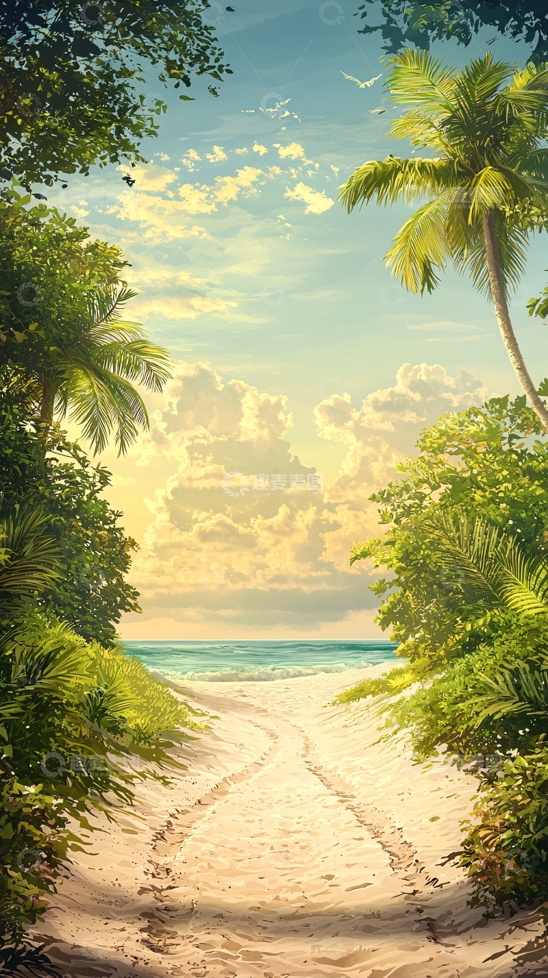 高清大图下载【趣麦麦图】热带海滩小径