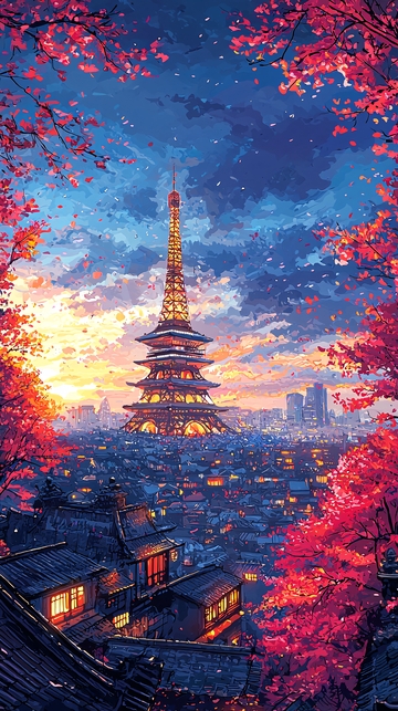 秋日巴黎夜景