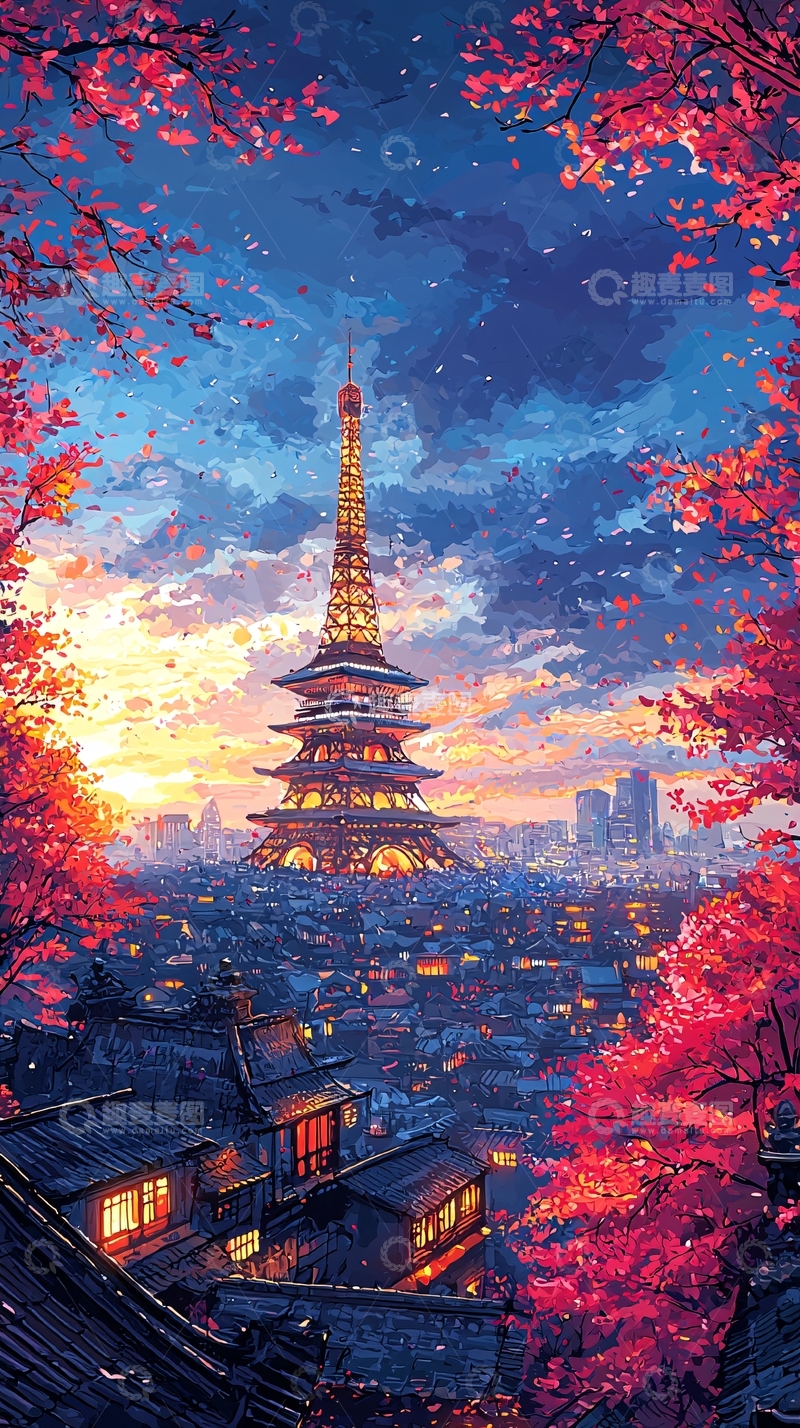 高清大图下载【趣麦麦图】秋日巴黎夜景