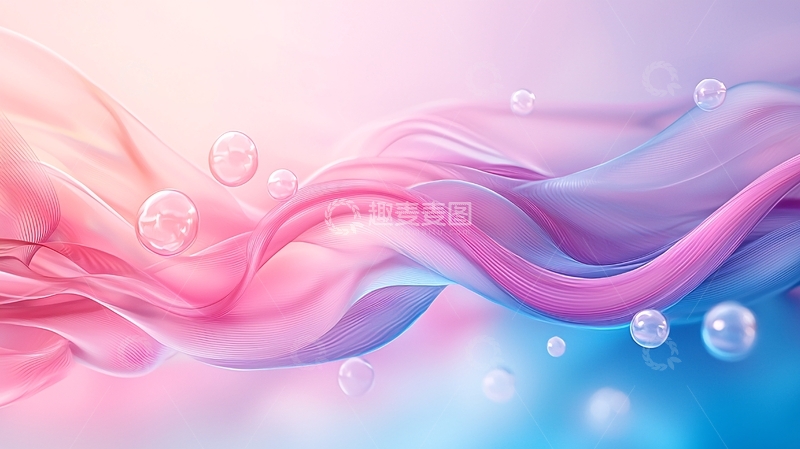高清大图下载【趣麦麦图】梦幻波浪与气泡背景